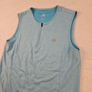 Women's Mofiz Sleeveless Golf Shirt Heathered Light Blue/Turquoise Sz XL 1/4 Zip
